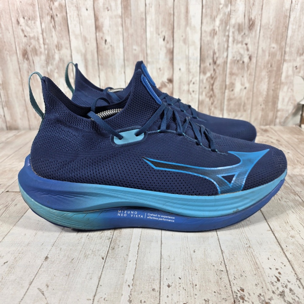 Mizuno Neo Vista Mens Running Shoes Blue Navy Knit J1GC243401 Size 12